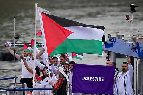 Palestinian athletes during the opening ceremony
